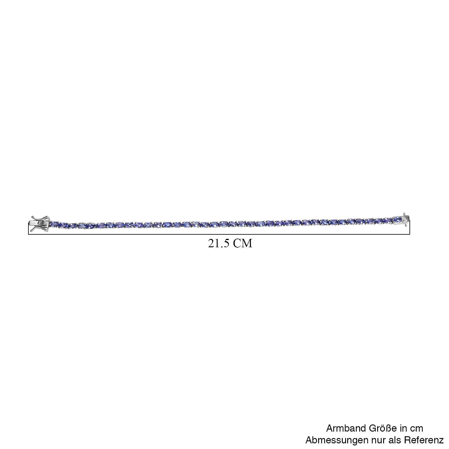 Tanzanite and White Diamond 8.08 ctw Bracelet in Rhodium Over Sterling Silver (8 In) (8.95 g)