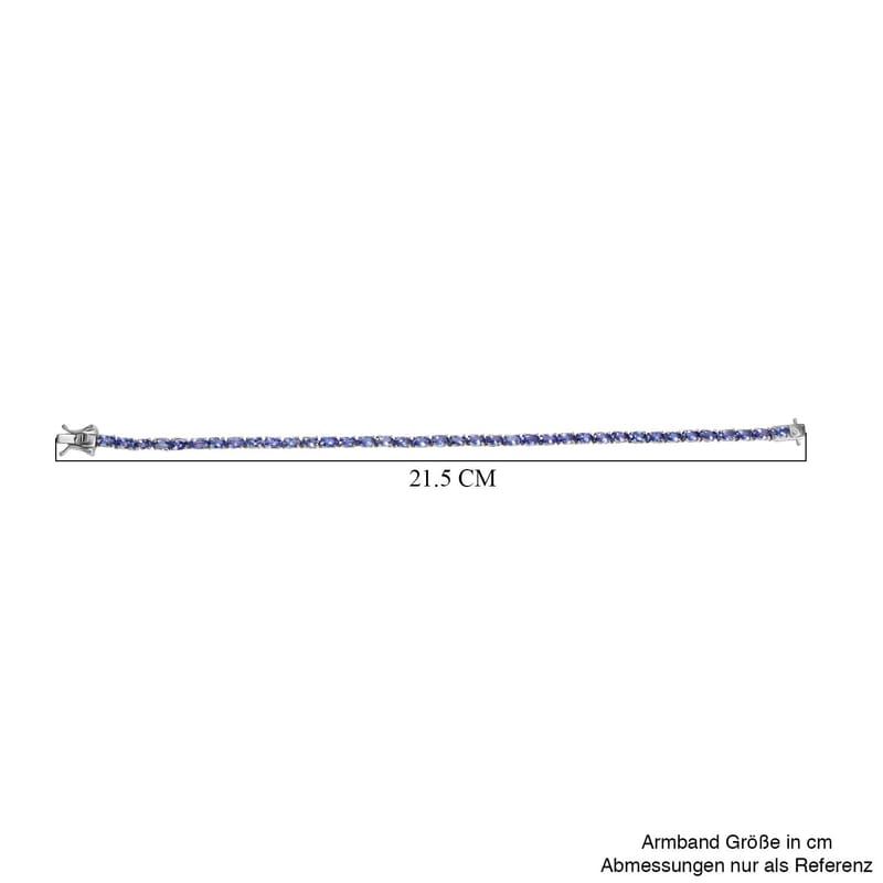 Tanzanite and White Diamond 8.08 ctw Bracelet in Rhodium Over Sterling Silver (8 In) (8.95 g)
