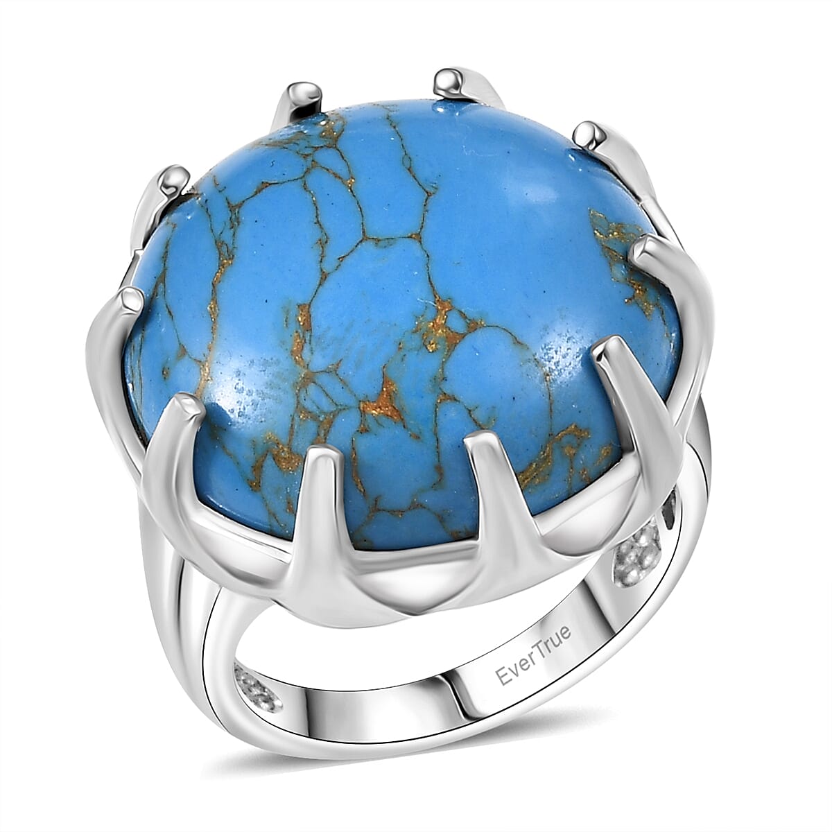 EverTrue Mojave Blue Turquoise 16.75 ctw Solitaire Ring Platinum Bond (Size 10.0) image number 0