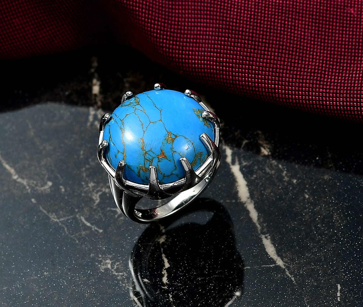 EverTrue Mojave Blue Turquoise 16.75 ctw Solitaire Ring Platinum Bond (Size 10.0) image number 1