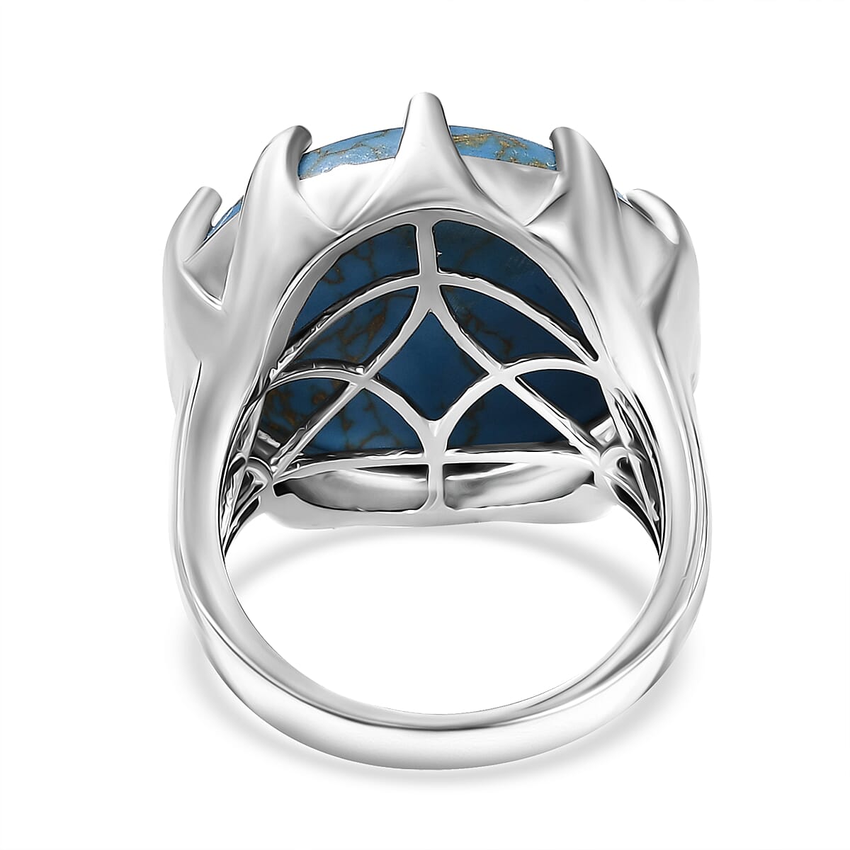 EverTrue Mojave Blue Turquoise 16.75 ctw Solitaire Ring Platinum Bond (Size 10.0) image number 4
