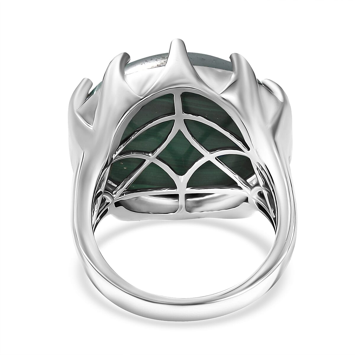 EverTrue African Malachite 26.10 ctw Solitaire Ring in Platinum Bond (Size 10.0) image number 4