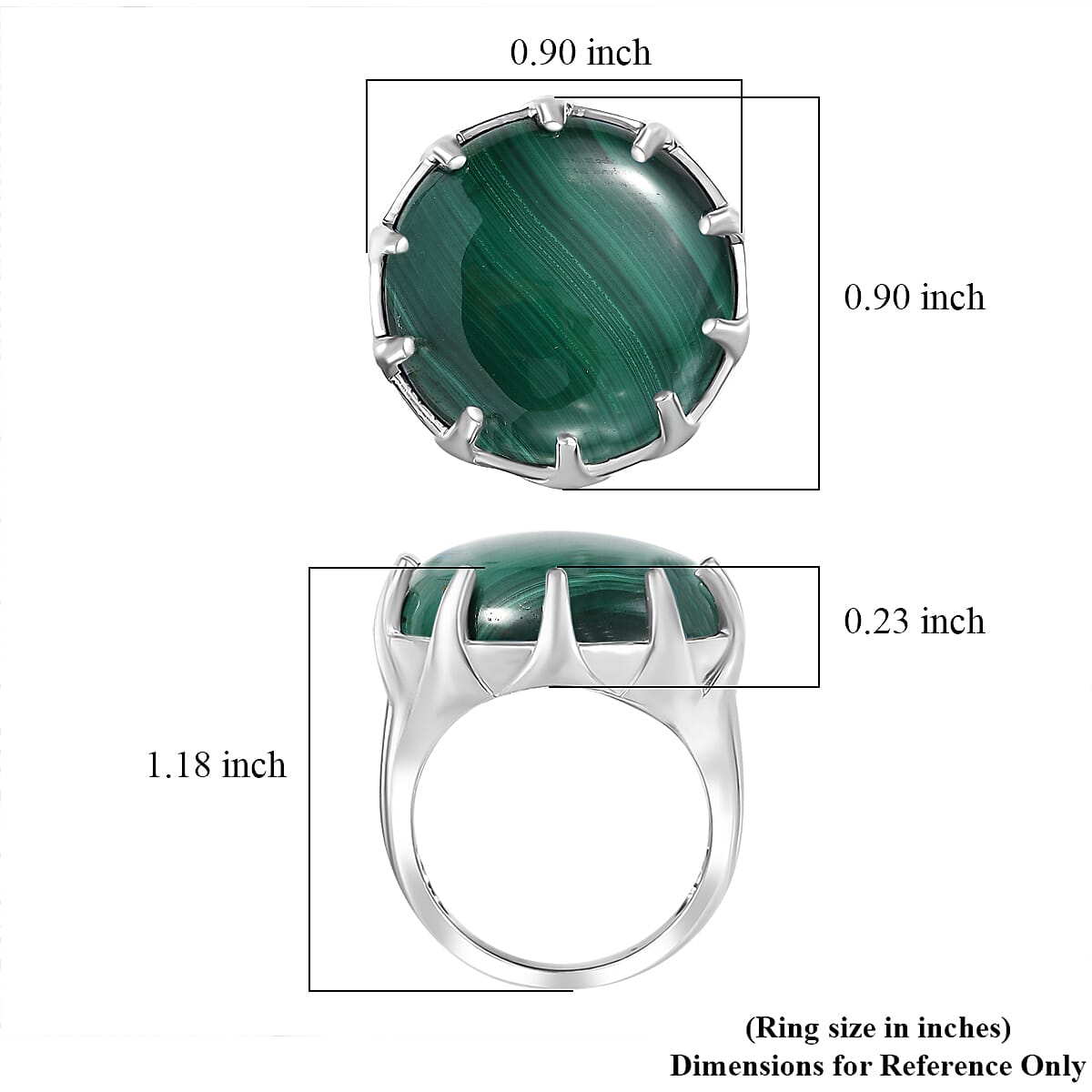 EverTrue African Malachite 26.10 ctw Solitaire Ring in Platinum Bond (Size 10.0) image number 5