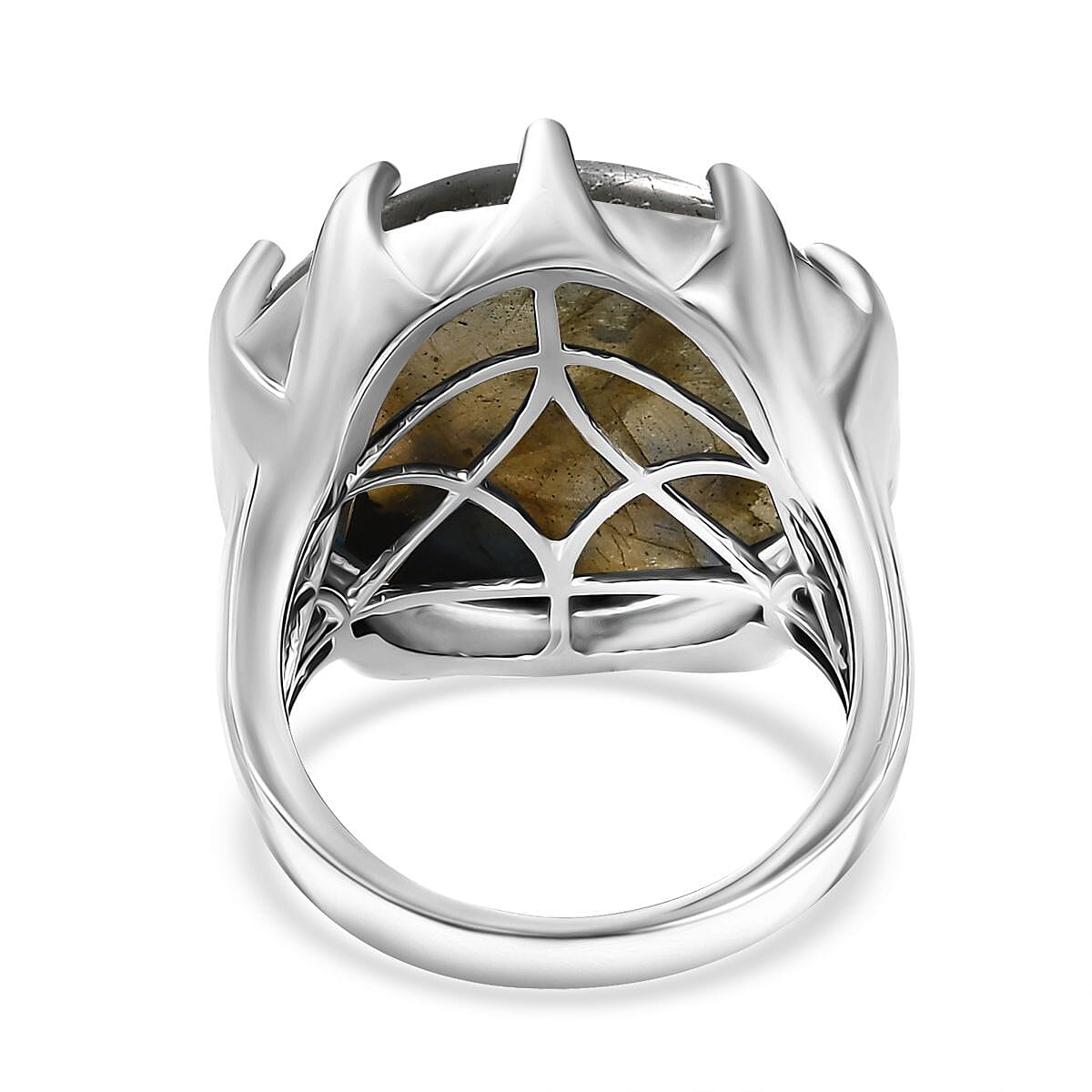 EverTrue Malagasy Labradorite 22.50 ctw Solitaire Ring in Platinum Bond (Size 10.0) image number 4