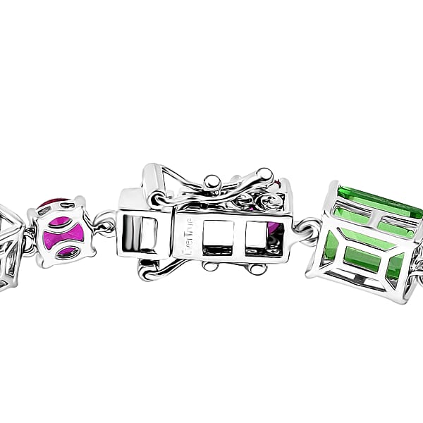 EverTrue Chartreuse Quartz (Triplet) and Lab Created Ruby 26.25 ctw Vine Bracelet in Platinum Bon (7.25 In)