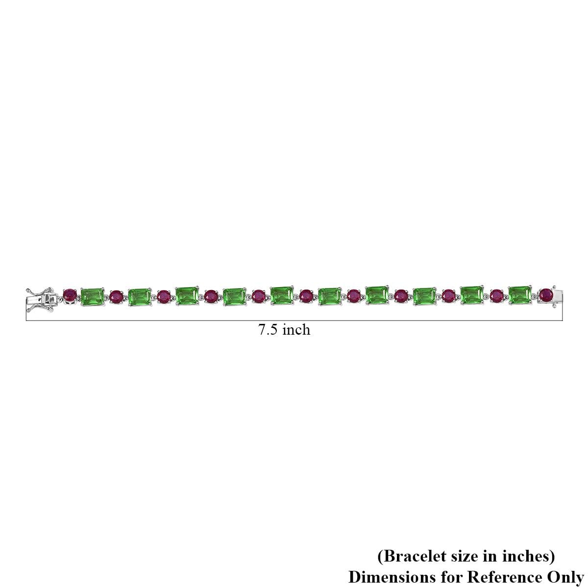 Ever True Chartreuse Quartz (Triplet) and Lab Created Ruby 26.25 ctw Vine Bracelet in Platinum Bon (7.25 In) image number 4