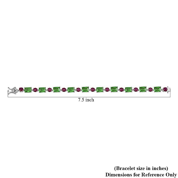 EverTrue Chartreuse Quartz (Triplet) and Lab Created Ruby 26.25 ctw Vine Bracelet in Platinum Bon (7.25 In)