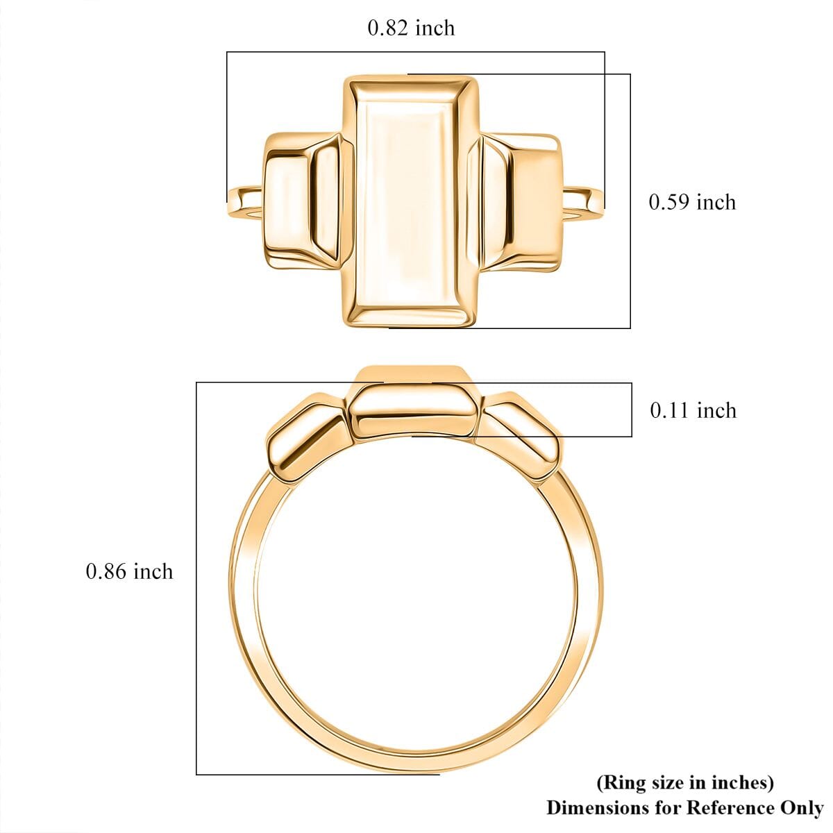 D'Joy 18K Vermeil Yellow Gold Over Sterling Silver Bar Ring (Size 7.0) 3.30 Grams image number 5
