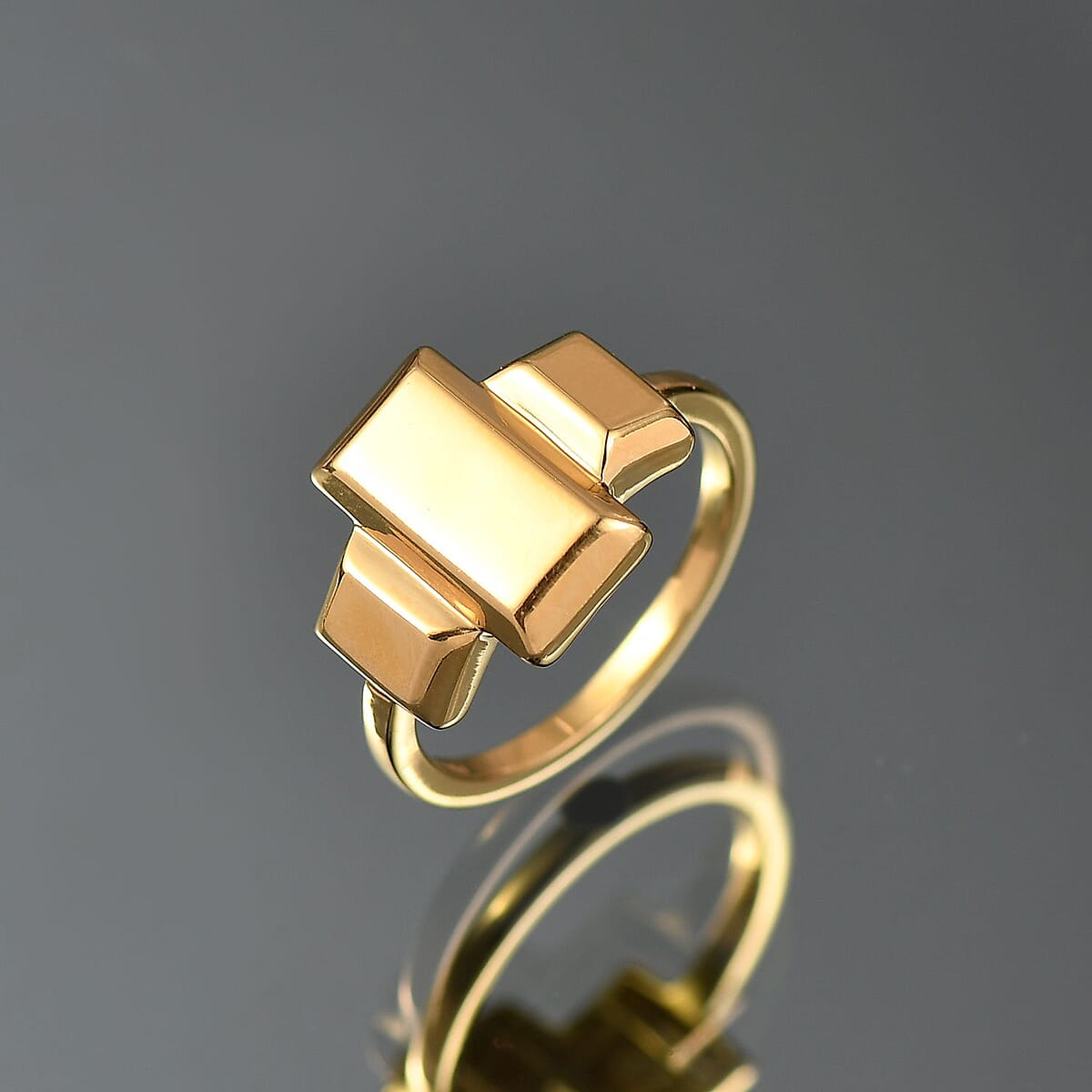 D'Joy 18K Vermeil Yellow Gold Over Sterling Silver Bar Ring (Size 9.0) 3.30 Grams image number 1