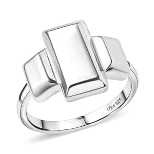 D'Joy Rhodium Over Sterling Silver Bar Ring (Size 10.0) 3.30 Grams