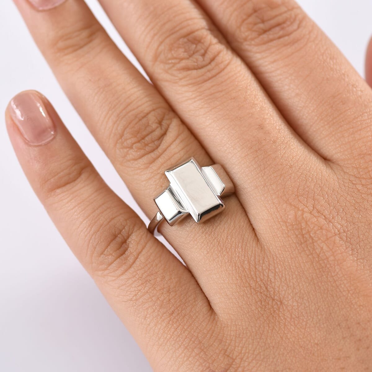 D'Joy Rhodium Over Sterling Silver Bar Ring (Size 10.0) 3.30 Grams image number 2