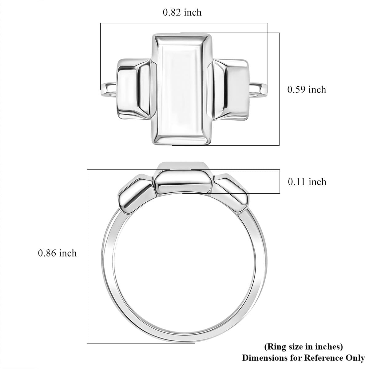 D'Joy Rhodium Over Sterling Silver Bar Ring (Size 10.0) 3.30 Grams image number 5