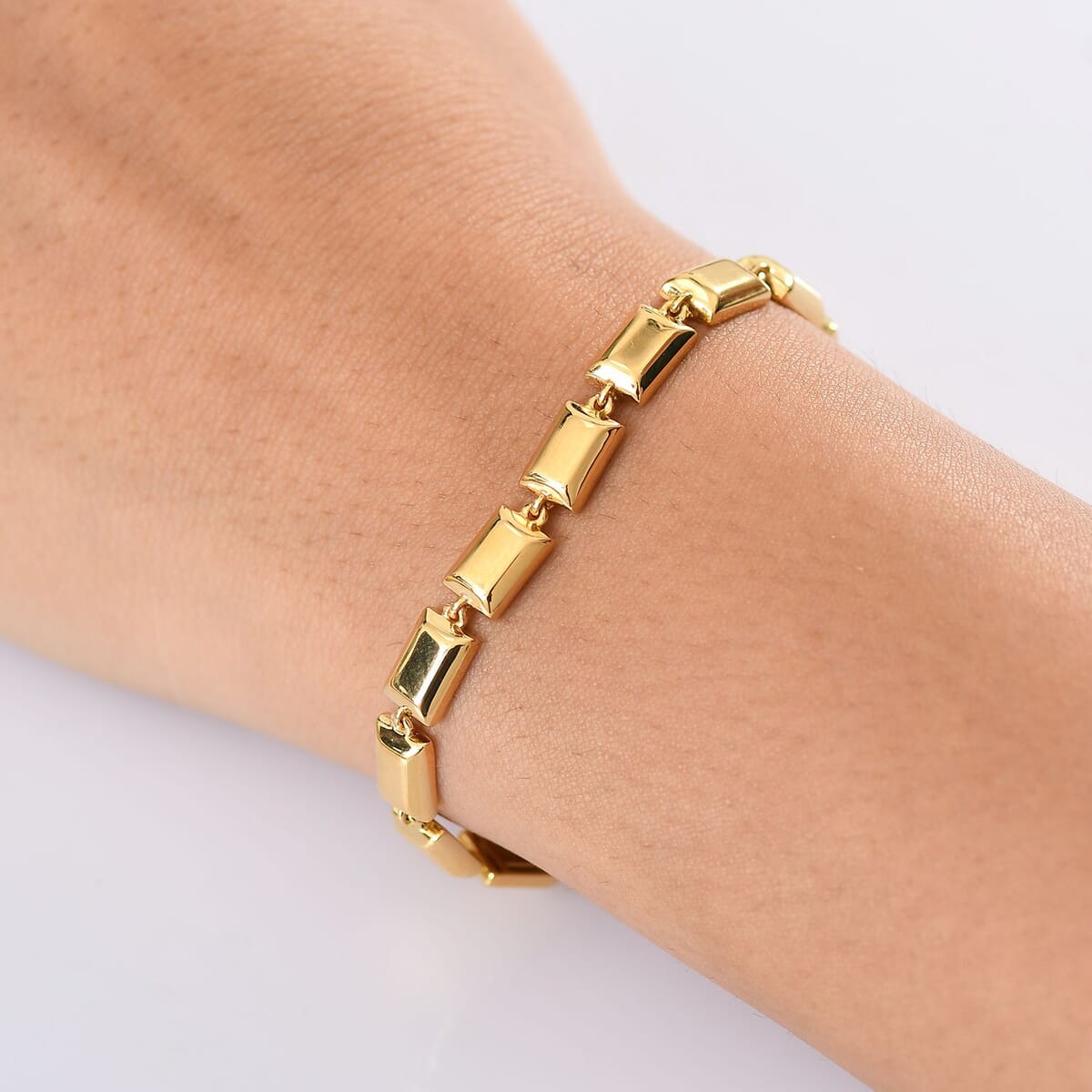 D'Joy 18K Vermeil Yellow Gold Over Sterling Silver Bar Link Bracelet (6.50 In) 11.8 Grams image number 2