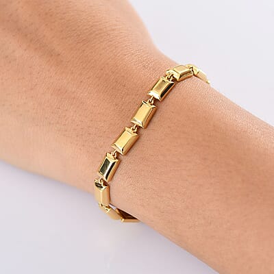 D'Joy 18K Vermeil Yellow Gold Over Sterling Silver Bar Link Bracelet (6.50 In) 11.8 Grams