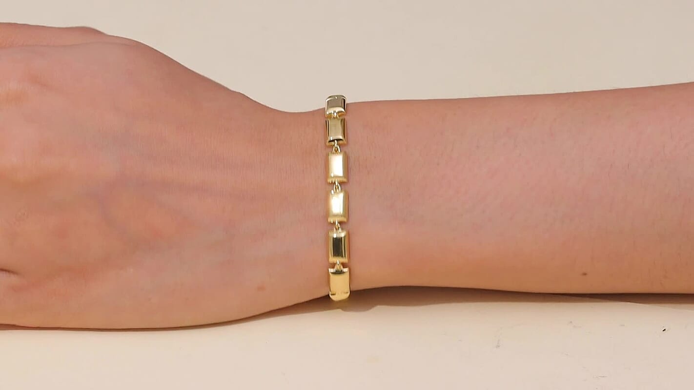 D'Joy 18K Vermeil YG Over Sterling Silver Bar Link Bracelet (6.50 In) (11.8 g)
