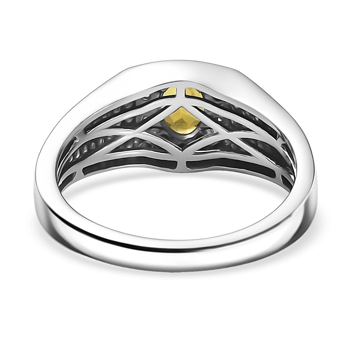 D'Joy Madagascar Yellow Sapphire and Moissanite 1.25 ctw Men's Ring in Rhodium Over Sterling Silver (Size 10.0) image number 4