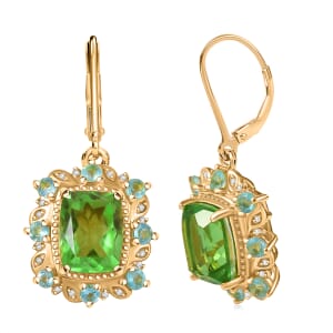 Ever True Chartreuse Quartz (Triplet) and Multi Gemstone 8.50 ctw Rainforest Radiance Earrings in 18K YG Plated