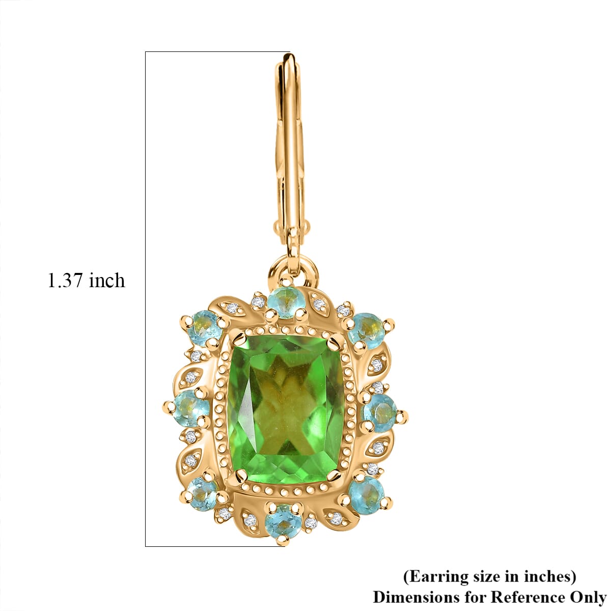 Ever True Chartreuse Quartz (Triplet) and Multi Gemstone 8.50 ctw Rainforest Radiance Earrings in 18K YG Plated image number 5