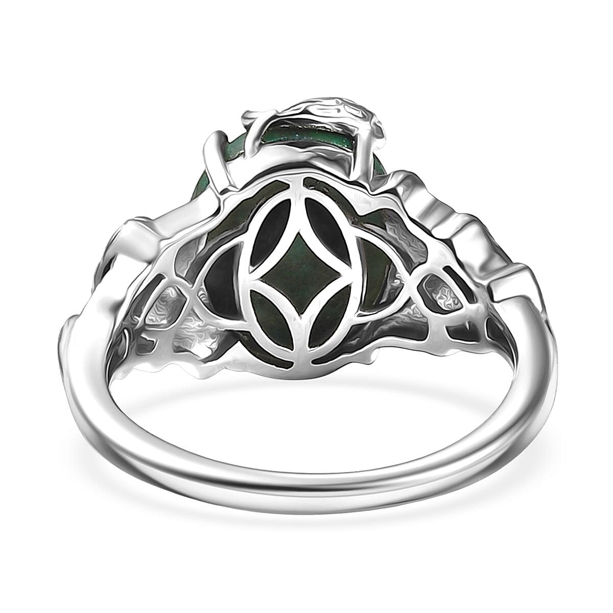D'Joy Chrysocolla 6.15 ctw Dragon’s Crown Ring in Platinum Over Sterling Silver (Size 9.0)  image number 4