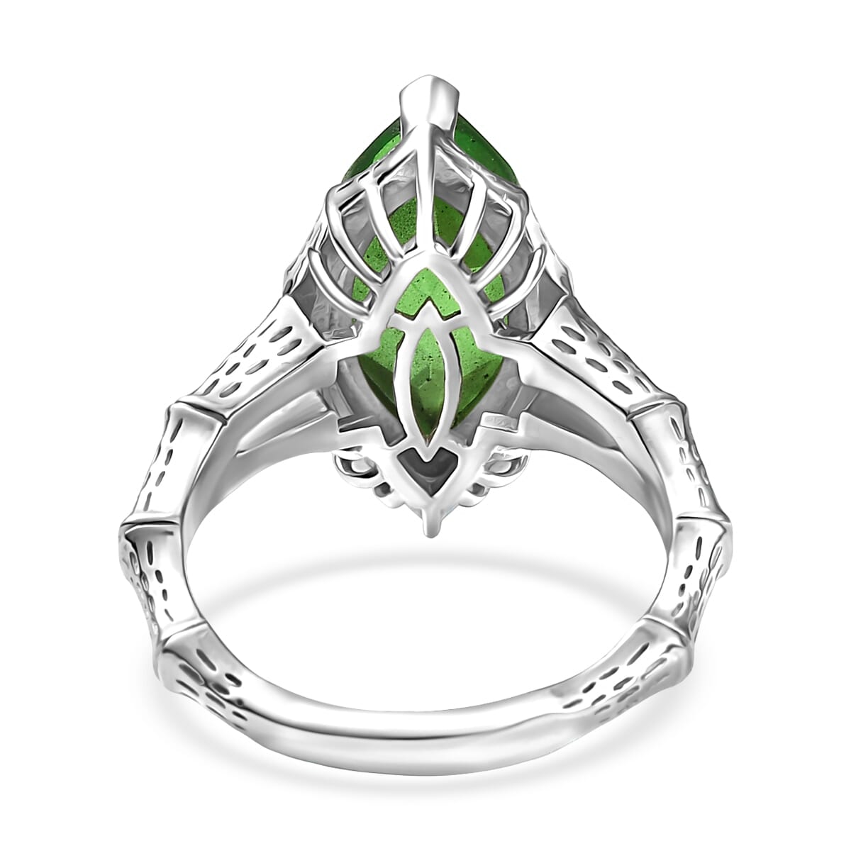 D'Joy Chartreuse Quartz (Triplet) 4.50 ctw Forest Fang Ring in Platinum Over Sterling Silver (Size 5.0) image number 4