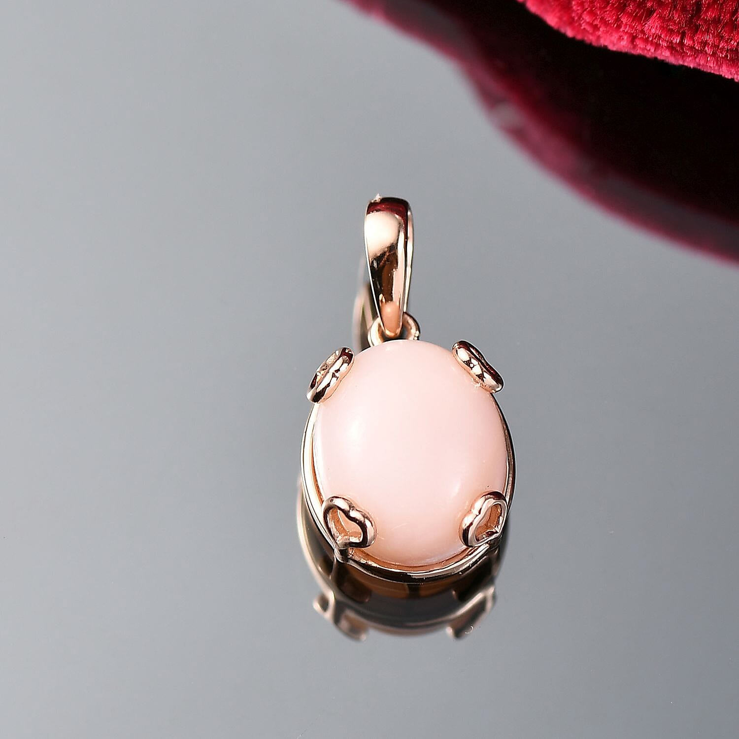 D'Joy Vinicunca Peruvian Opal 4.20 ctw Solitaire Pendant in 18K Rose Gold Plated Sterling Silver