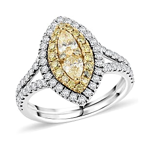 Doorbuster Modani Natural Yellow Diamond, White Diamond 1.27 ctw Ring in 950 Platinum and 18K Yellow Gold (Size 7.0) 6.11 Grams