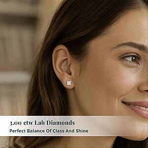 Luxuriant Lab Grown Diamond G VS 3.00 ctw Stud Earrings in 14K Yellow Gold 