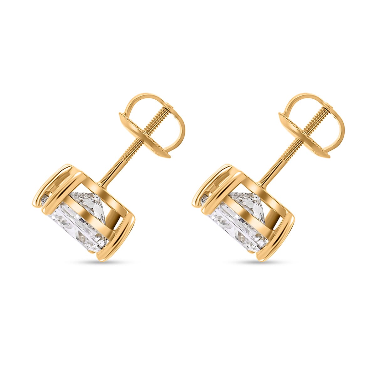 Luxuriant Lab Grown Diamond G VS 3.00 ctw Stud Earrings in 14K Yellow Gold  image number 3