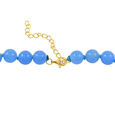 AAA Blue Jade and Multi Gemstone 233 ctw Dragon Necklace in 18K Vermeil YG Over Sterling Silver 18-20 Inches