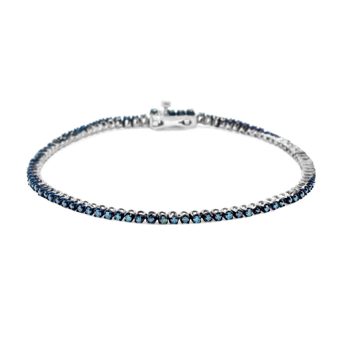 Venice Blue Diamond I1-I2 1.00 ctw Tennis Bracelet in Rhodium Over Sterling Silve (7.50 In)  image number 0