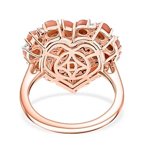 Peruvian Opal and White Zircon 3.38 ctw Cluster Ring in Vermeil Rose Gold Over Sterling Silver (Size 11.5)
