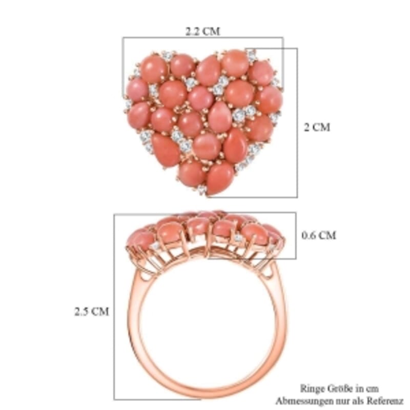 Peruvian Opal and White Zircon 3.38 ctw Cluster Ring in Vermeil Rose Gold Over Sterling Silver (Size 11.5)