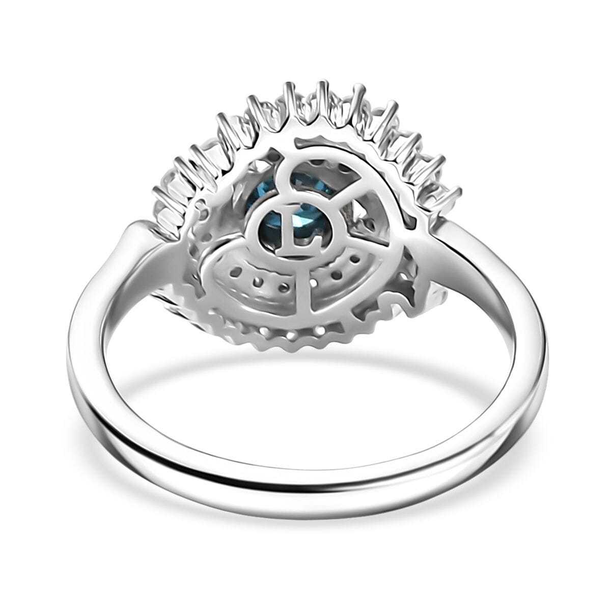 Luxuriant Lab Grown Blue and White Diamond 1.00 ctw Cosmic Spiral Ring in Rhodium Over Sterling Silver (Size 10.0) image number 4
