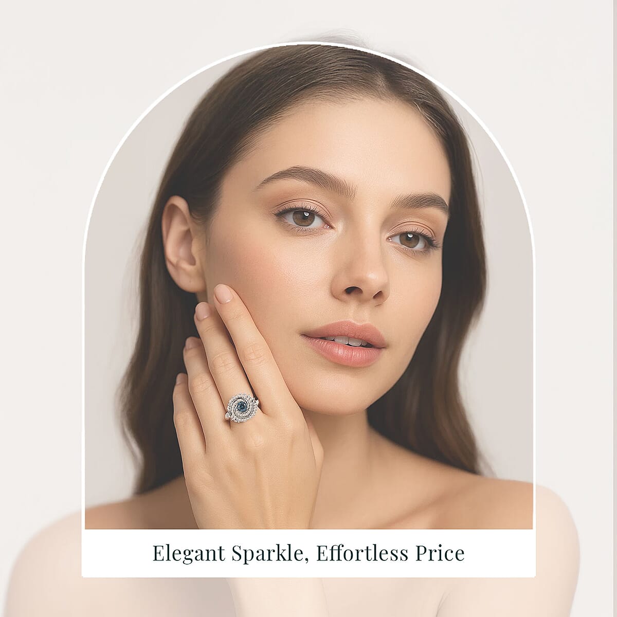 Luxuriant Lab Grown Blue Diamond (IR) and Lab Grown Diamond 1.00 ctw Cosmic Spiral Ring in Rhodium Over Sterling Silver (Size 9.0) image number 1