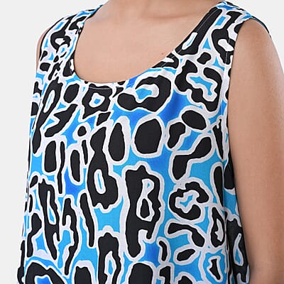 TAMSY Blue Leopard Sleeveless A-Line Midaxi Dress - One Size Fits Most