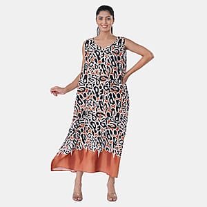 TAMSY Rust Leopard Sleeveless A-Line Midaxi Dress - One Size Fits Most