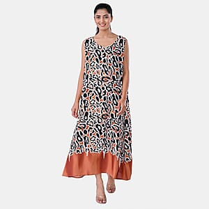 TAMSY Rust Leopard Sleeveless A-Line Midaxi Dress - One Size Fits Most
