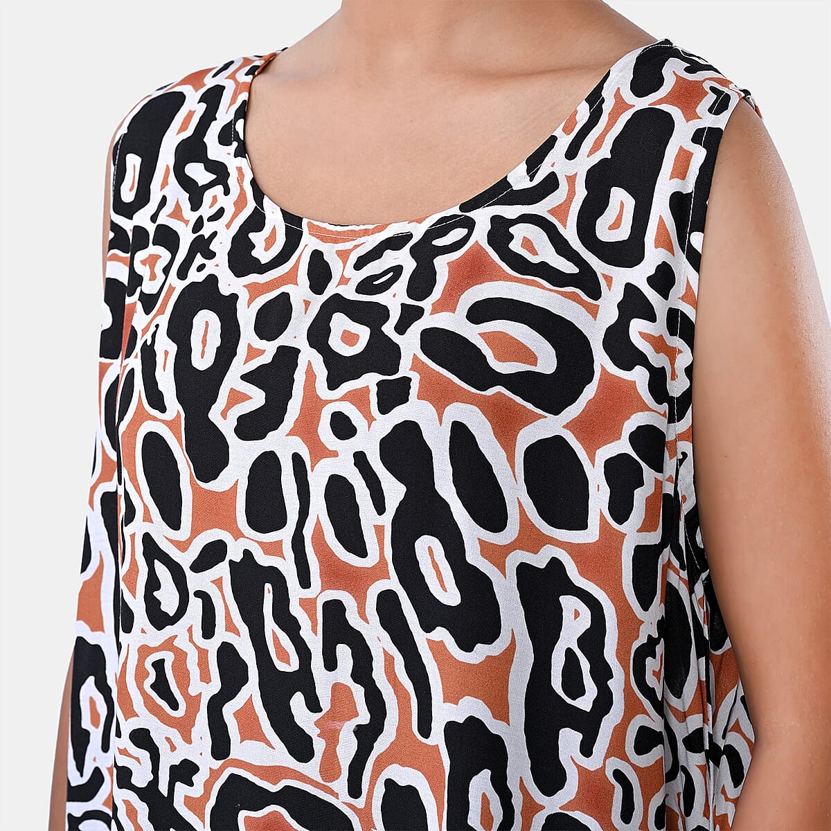TAMSY Rust Leopard Sleeveless A-Line Midaxi Dress - One Size Fits Most image number 5