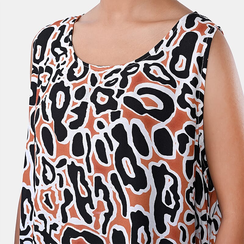 TAMSY Rust Leopard Sleeveless A-Line Midaxi Dress - One Size Fits Most