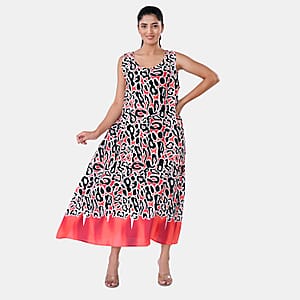 TAMSY Coral Leopard Sleeveless A-Line Midaxi Dress - One Size Fits Most