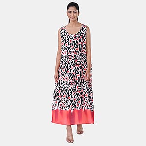 TAMSY Coral Leopard Sleeveless A-Line Midaxi Dress - One Size Fits Most