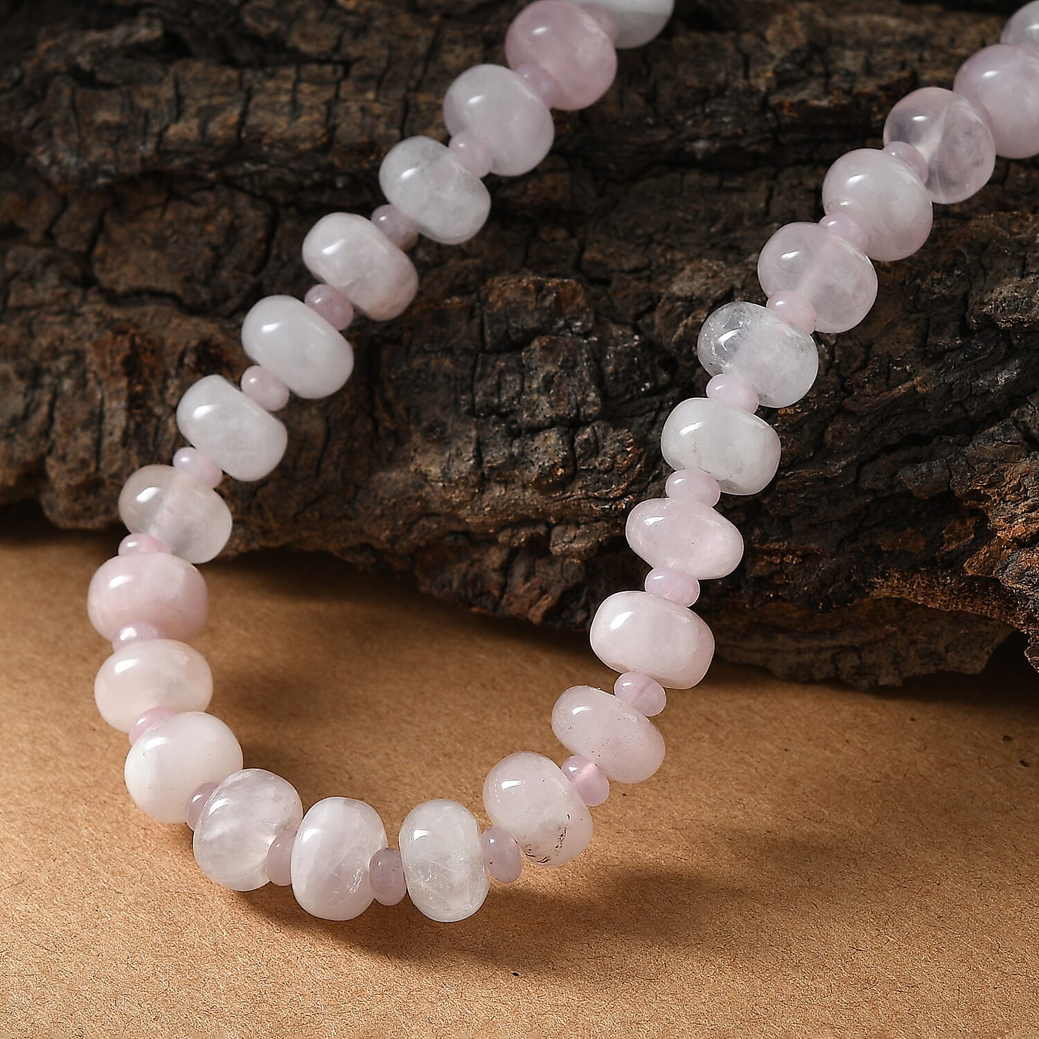 Rose Quartz 300.00 ctw Necklace in Platinum Over 20 Inches