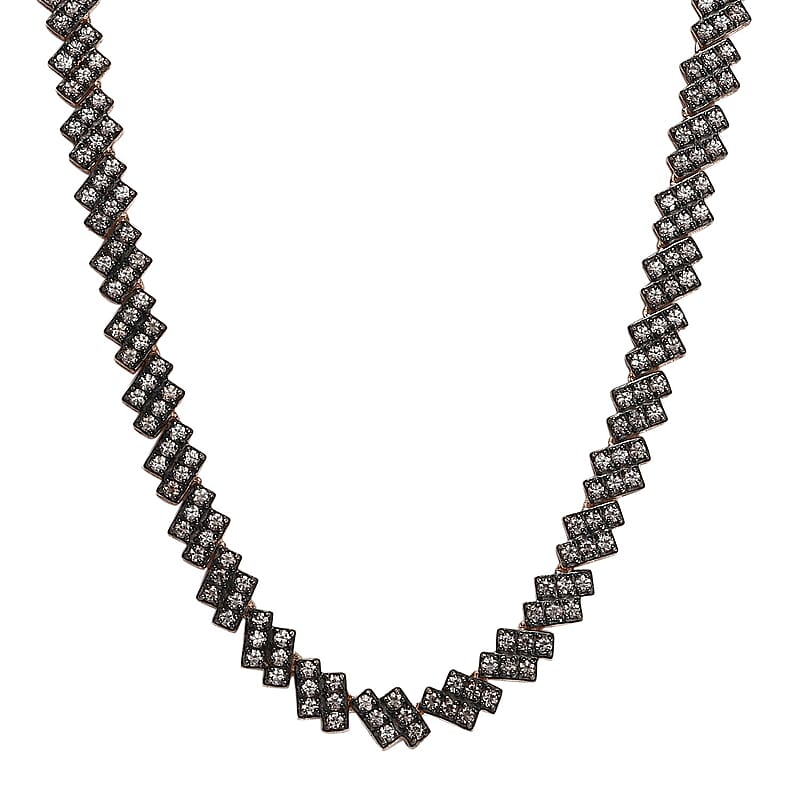 D'Joy Natural Champagne Zircon 12.30 ctw Necklace 18 Inches in 18K Vermeil Rose Gold Over Sterling Silver
