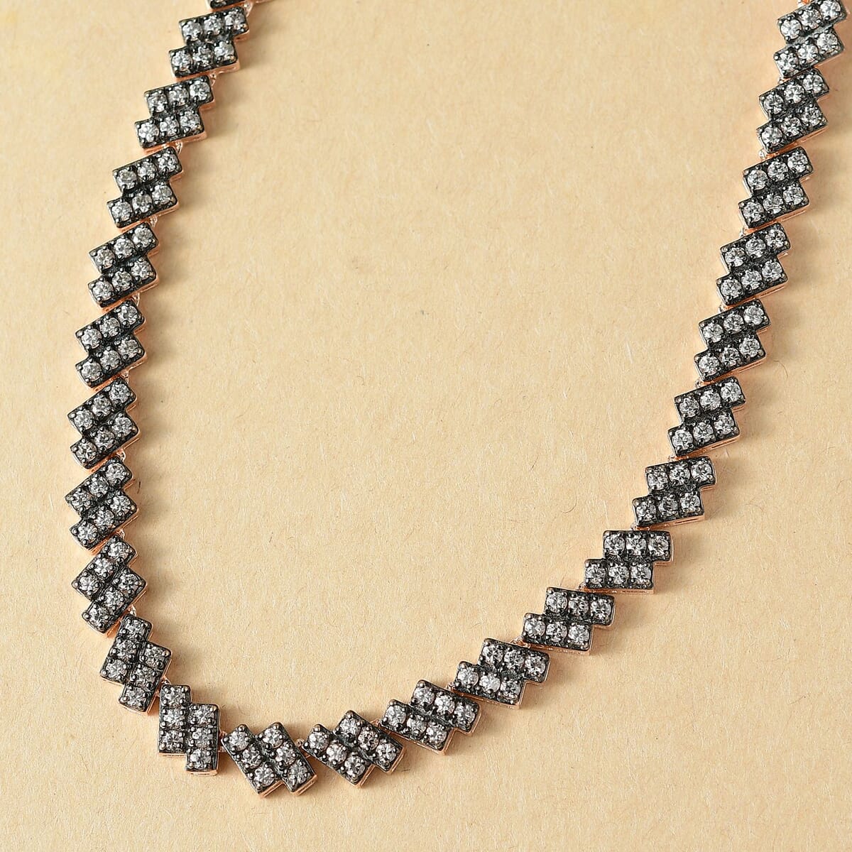 D’Joy Natural Champagne Zircon 12.30 ctw Necklace 18 Inches in 18K Vermeil Rose Gold Over Sterling Silver image number 1