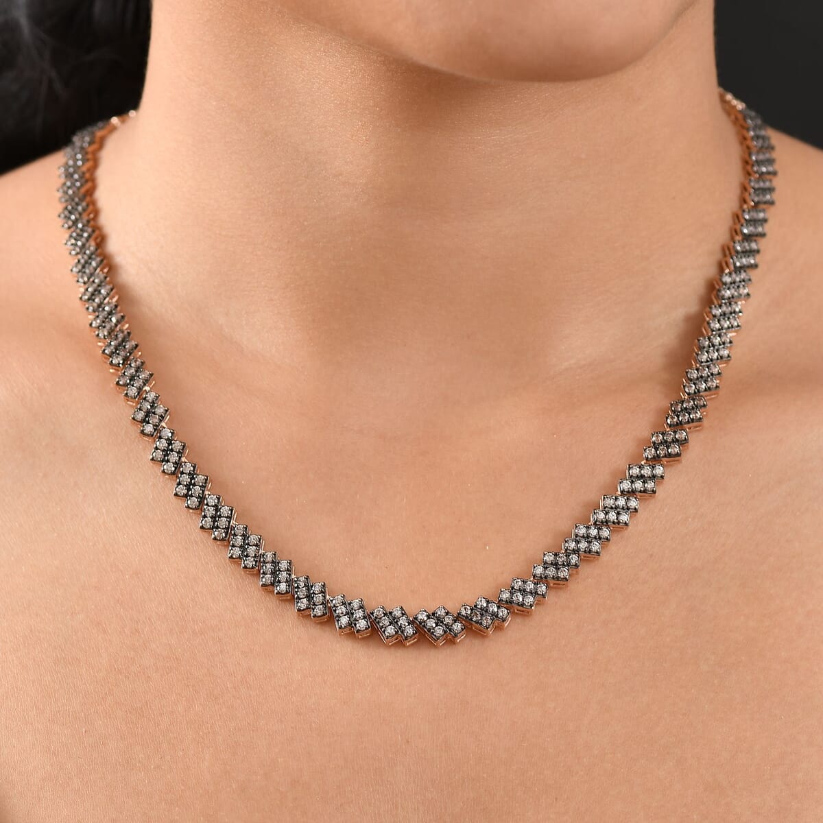 D’Joy Natural Champagne Zircon 12.30 ctw Necklace 18 Inches in 18K Vermeil Rose Gold Over Sterling Silver image number 2