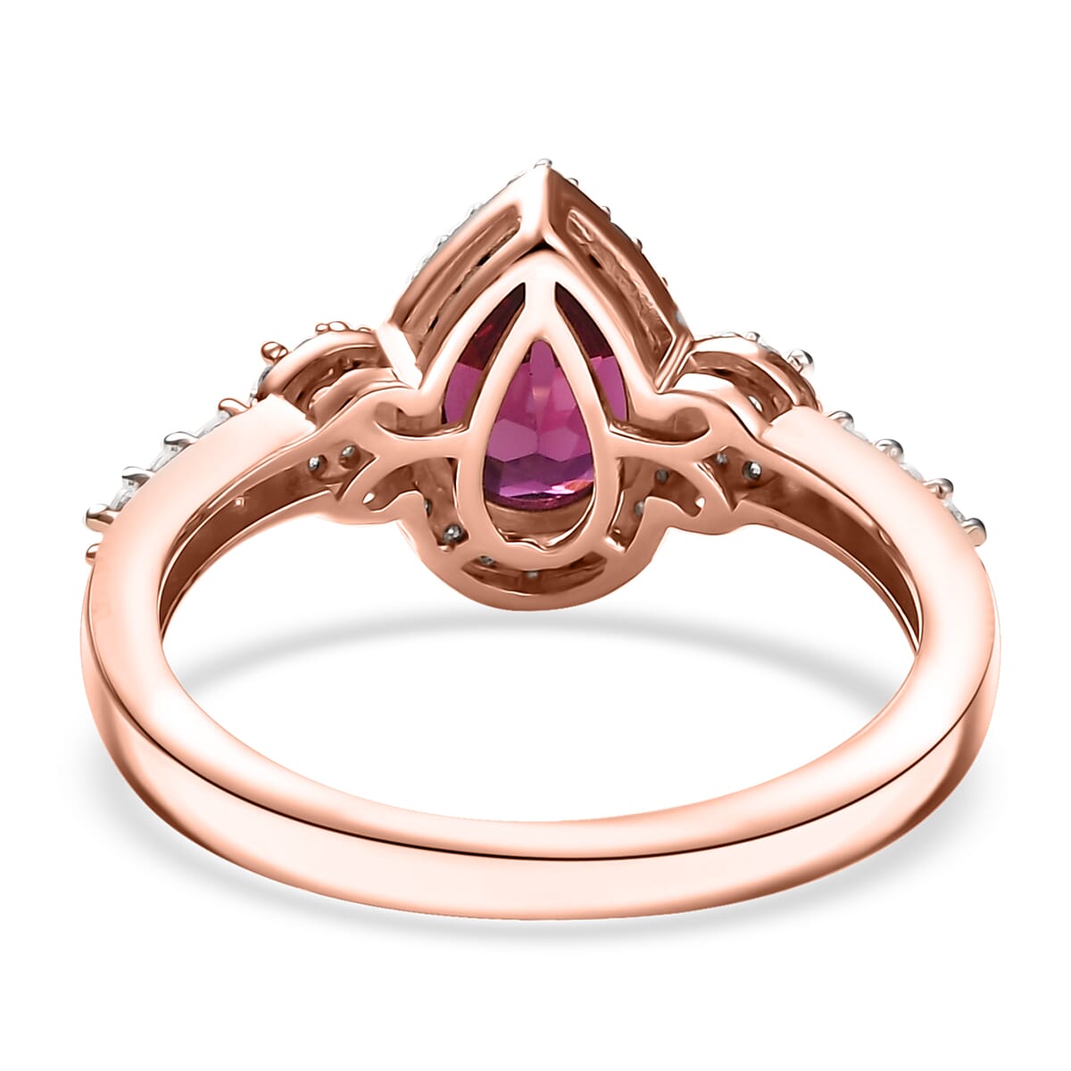 D’Joy AAA Radiant Ember Garnet and Moissanite 2.00 ctw Ring in 18K Vermeil Rose Gold Over Sterling Silver (Size 10.0) image number 4