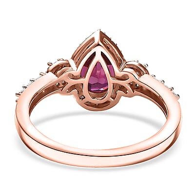 D'Joy AAA Radiant Ember Garnet and Moissanite 2.00 ctw Ring in 18K Vermeil Rose Gold Over Sterling Silver (Size 10.0)