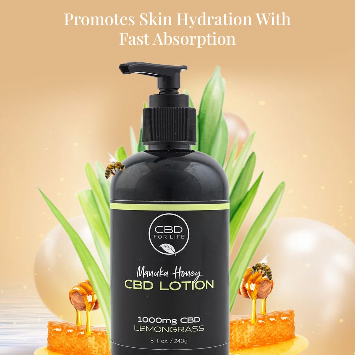 CBD for Life Manuka Honey Hand and Body Lotion (8oz) Lemongrass image number 1
