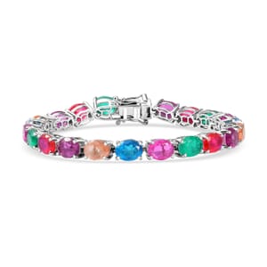 Ever True Multi Quartz (Triplet) 29.90 ctw Rainbow Radiance Bracelet in Platinum Bond (7.25 In)