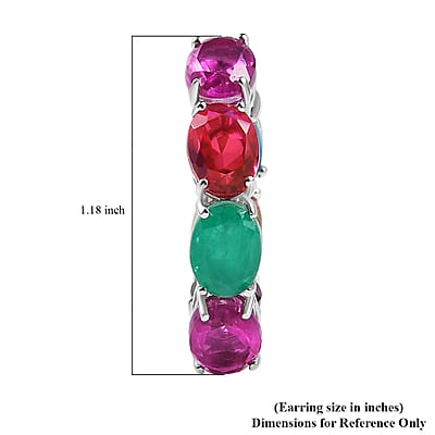 EverTrue Multi Quartz (Triplet) 19.75 ctw Rainbow Radiance Hoop Earrings in Platinum Bond